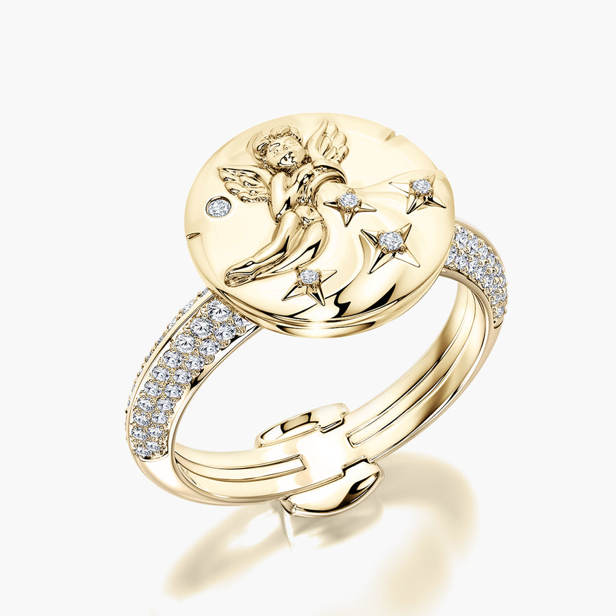Pave Ring & Charm Aquarius