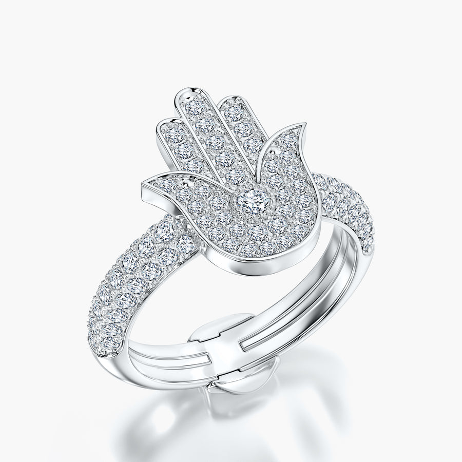 Pave Dome ring & Charm Hand