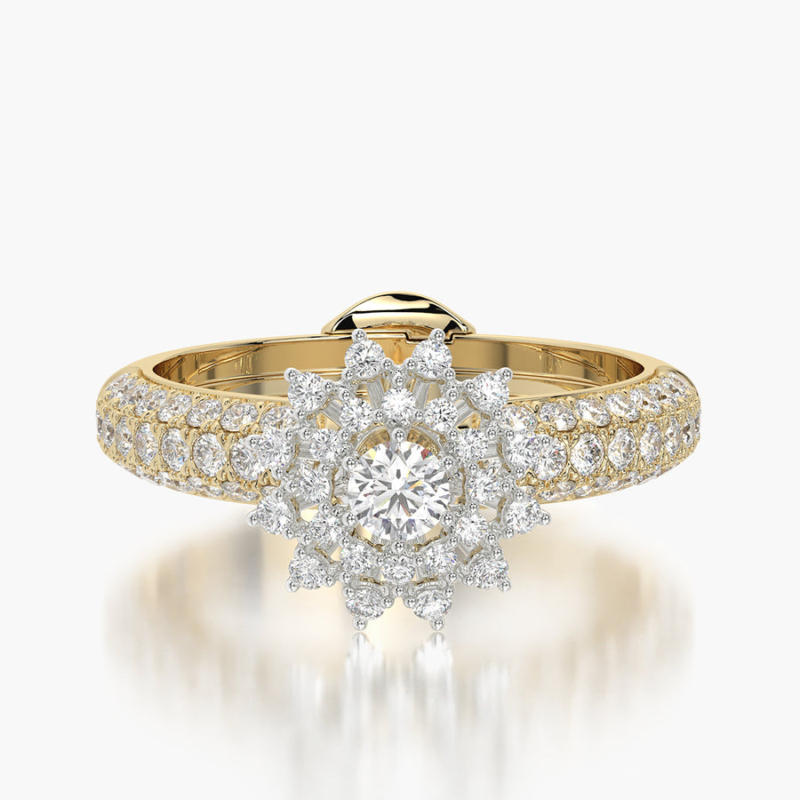 Pave Dome ring & Сharm The diamond sun