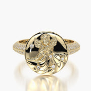 Pave Ring & Charm Aquarius