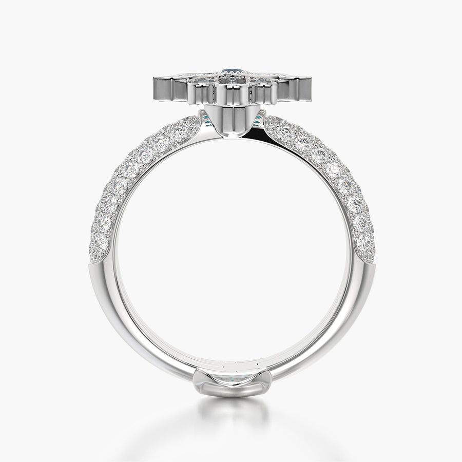 Pave Dome ring & Charm Hand