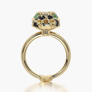 Rounded ring & Charm Golden Panther