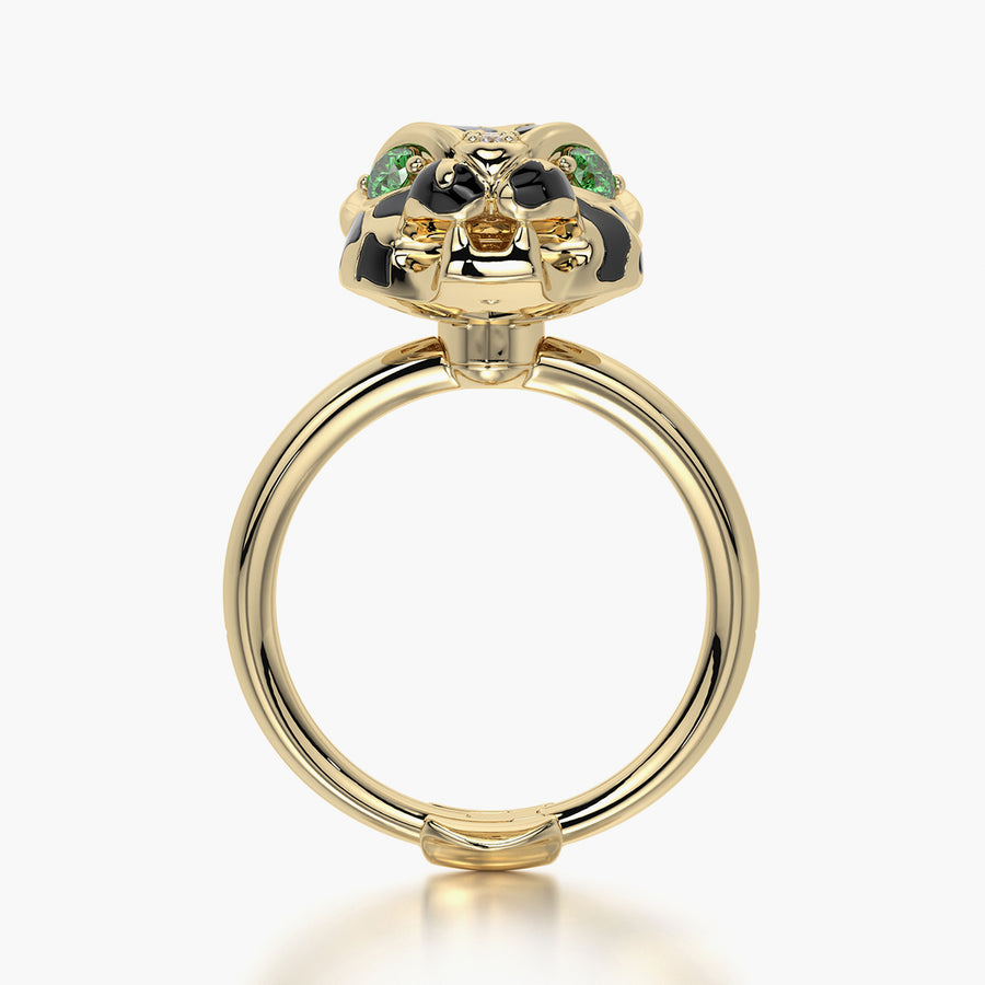 Rounded ring & Charm Golden Panther