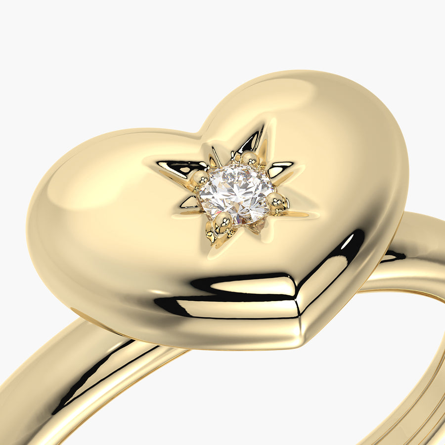 Rounded ring & Charm Heart