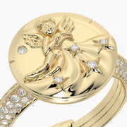 Pave Ring & Charm Aquarius
