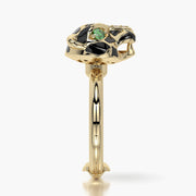 Rounded ring & Charm Golden Panther
