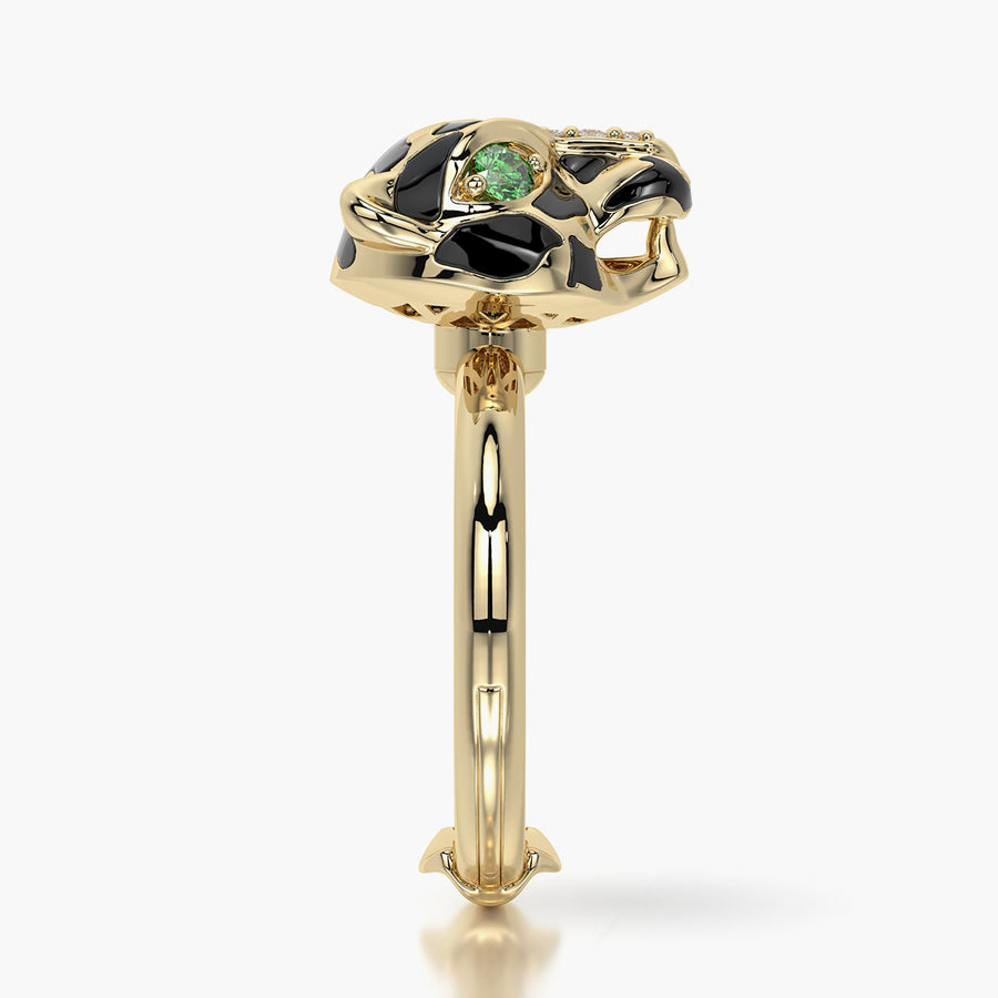 Rounded ring & Charm Golden Panther