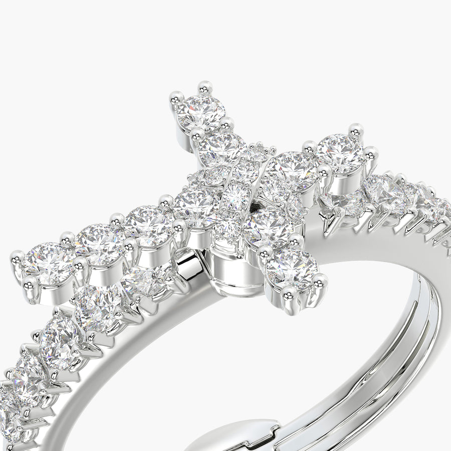 Side Stone ring & Charm Amulet Cross