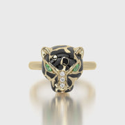 Rounded ring & Charm Golden Panther