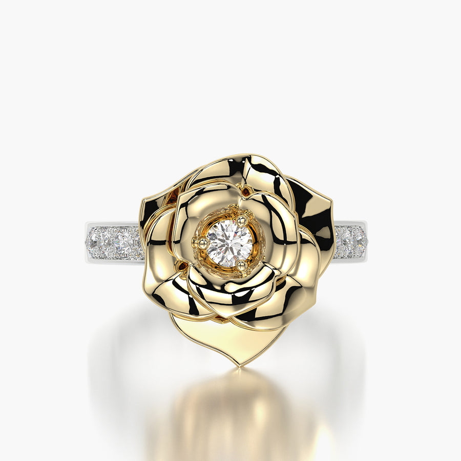 Channel Set ring & Charm Yellow Rose