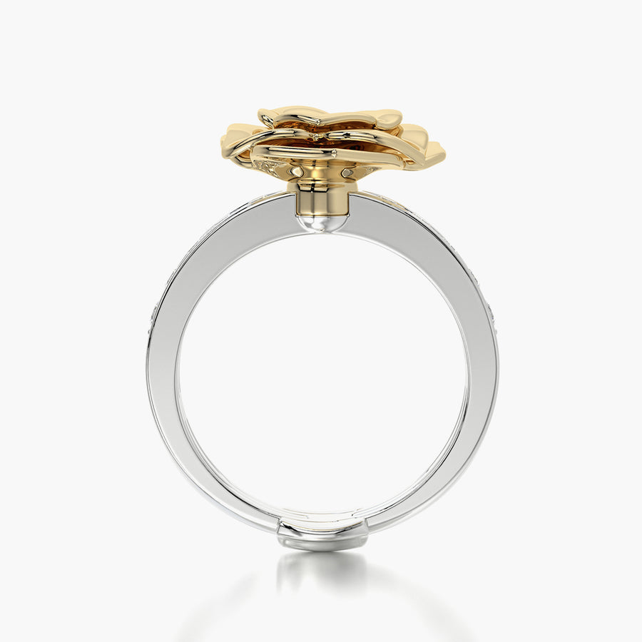 Channel Set ring & Charm Yellow Rose